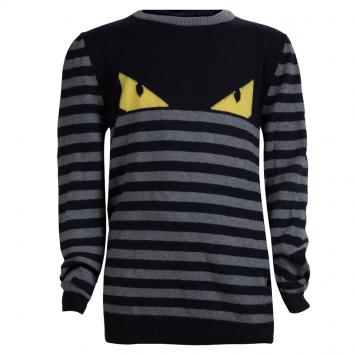 Pre Owned Fendi Navy Blue Striped Monster Sweater 8 Yrs
