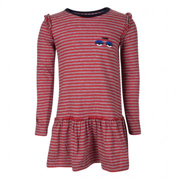 Pre Owned Fendi Red Striped Jersey Long Sleeve Ruffle Bottom Dress 6 Yrs 
