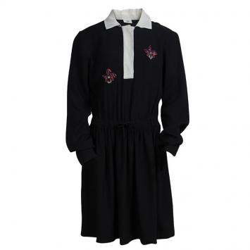 Pre Owned Fendi Black Embellished Long Sleeve Shirt Dress 10 Yrs