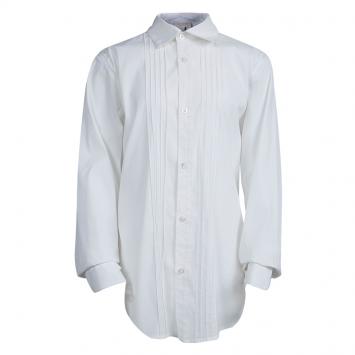 Pre Owned Gucci White Pintucked Long Sleeve Button Front Shirt 12 Yrs