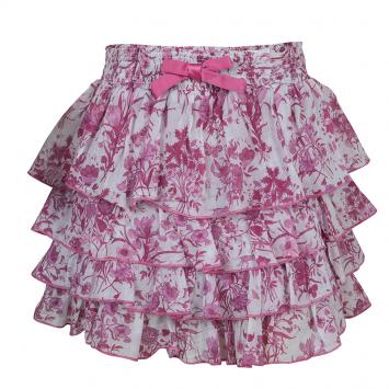 Pre Owned Gucci Pink Floral Print Tiered Skirt 6 Yrs