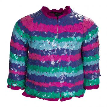 Pre Owned Little Marc Jacobs Multicolor Sequin Embellished Striped Jacket 6 Yrs