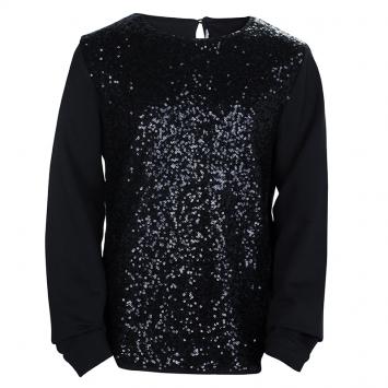 Pre Owned Little Marc Jacobs Black Sequin Embellished Long Sleeve Top 12 Yrs