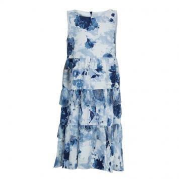 Pre Owned Monnalisa Blue Floral Printed Sleeveless Tiered Dress 8 Yrs