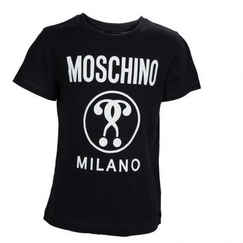 Pre Owned Moschino Kid Black Printed Crew Neck T-Shirt 8 Yrs