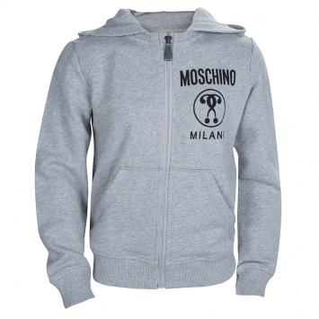 مملوكة مسبقًا Moschino Kid Grey Zip Front Hooded Sweatshirt 8 Yrs