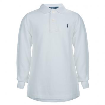 Pre Owned Polo By Ralph Lauren White Long Sleeve Polo T-Shirt 5 Yrs