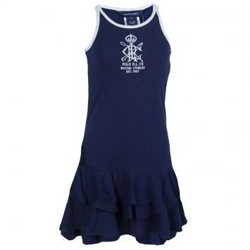 Pre Owned Ralph Lauren Navy Blue Jersey Sleeveless Ruffle Bottom Dress 6 Yrs