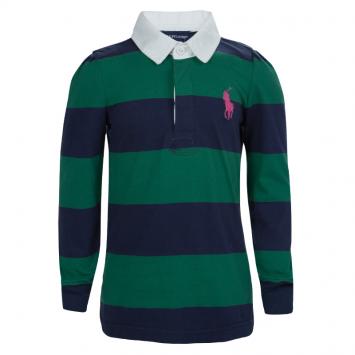 Pre Owned Ralph Lauren Blue and Green Striped Polo T-Shirt 6 Yrs