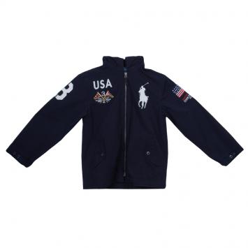 Pre Owned Polo Ralph Lauren Navy Blue Logo Embroidered Hooded Jacket 8 Yrs