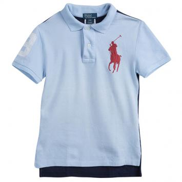 Pre Owned Polo By Ralph Lauren Blue Colorblock Polo T-Shirt 8 Yrs