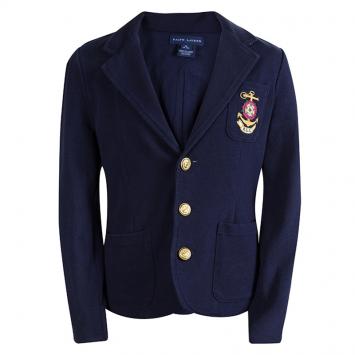 Pre Owned Ralph Lauren Navy Blue Cotton Notched Collar Blazer 8-10 Yrs