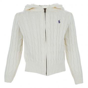 Pre Owned Ralph Lauren White Cable Knit Hoodie 5 Yrs