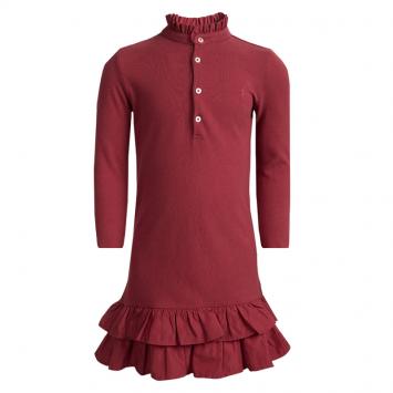 Pre Owned Ralph Lauren Red Long Sleeve Ruffle Bottom Polo T-Shirt Dress 5 Yrs