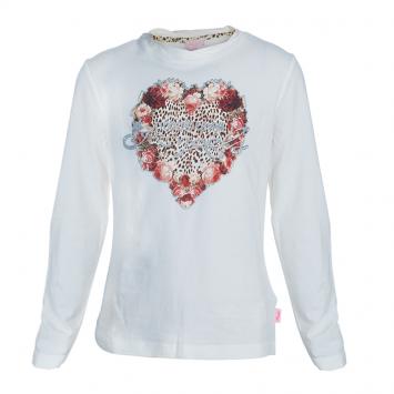 Pre Owned Roberto Cavalli Angels Cream Heart Logo Print Long Sleeve Tshirt 10 Yrs