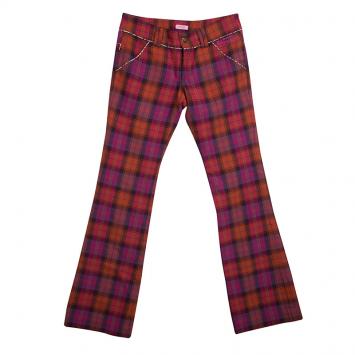 Pre Owned Roberto Cavalli Multicolor Checked Wool Trousers XS 