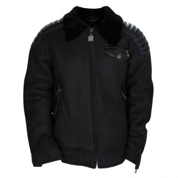 Pre Owned Roberto Cavalli Devils Black Leather Quilted Patch Detail Fur Lined Jacket 10 Yrs