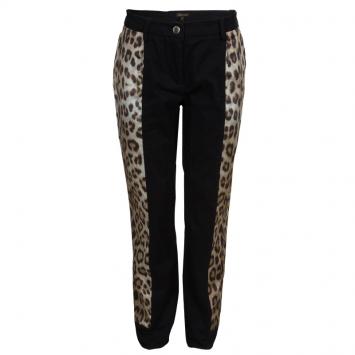 Pre Owned Roberto Cavalli Black Leopard Print Panel Pants 10 Yrs