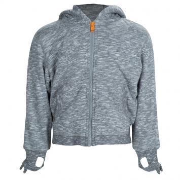 Pre Owned Stella McCartney Kids Grey Slub Knit Bear Hood Detail Zip Front Jacket 4 Yrs