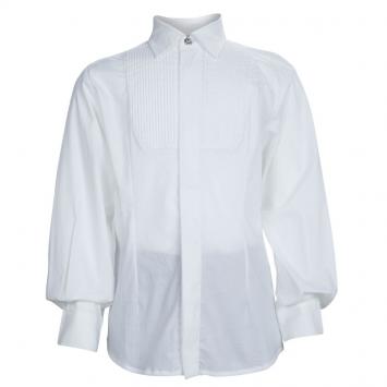 Pre Owned Young Versace White Pintucked Yoke Detail Button Front Shirt 6 Yrs
