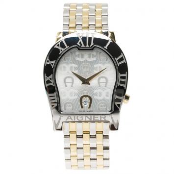 Pre Owned Aigner Silver Gold-Plated Stainless Steel Ravenna Nuovo Men's Wristwatch 38MM