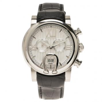 Pre Owned Aigner Silver Stainless Steel Bari Men's Wristwatch 46MM
