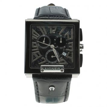 Pre Owned Aigner Black Stainless Steel Torino Chrono A27000 Men's Wristwatch 36MM