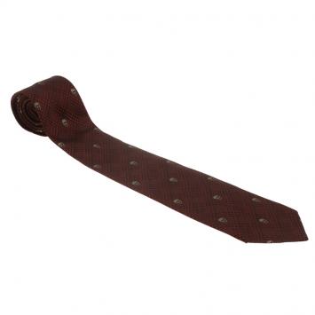 Pre Owned Alexander McQueen Red Woven Skull Silk Tie
