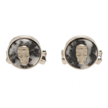 Pre Owned Alexander McQueen Skull & Bone Stainless Steel Cufflinks