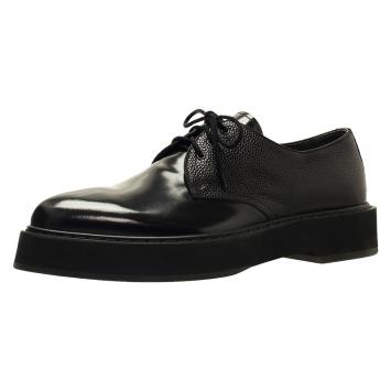 Pre Owned Alexander McQueen Black Leather Platform Derby Size 44