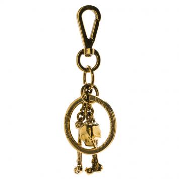 Pre Owned Alexander McQueen Skull and Bones Gold Tone Keyring