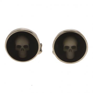 Pre Owned Alexander Mcqueen Black Skull Hologram Cufflinks