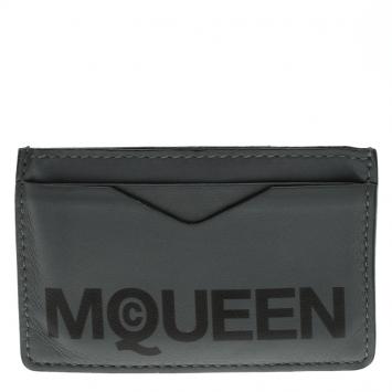 Pre Owned Alexander McQueen Grey Leather Card Holder