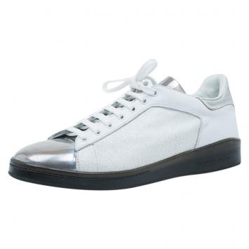 Pre Owned Alexander McQueen Metallic Leather Panelled Sneakers Size 43