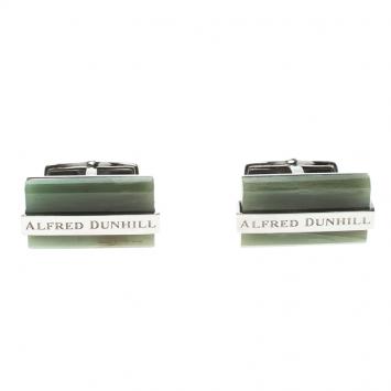 Pre Owned Alfred Dunhill Green Agate Silver Tone Cufflinks