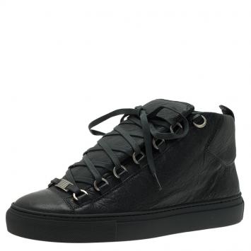 Pre Owned Balenciaga Grey Leather Arena High Top Sneakers Size 39