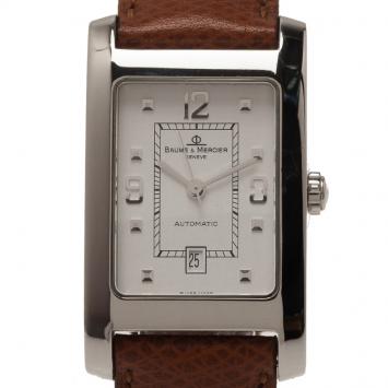Pre Owned Baume & Mercier White Stainless Steel Hampton Men's Wristwatch 25MM