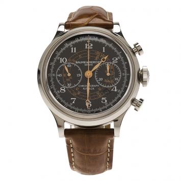Pre Owned Baume and Mercier Black Stainless Steel Capeland Flyback Chronograph Men's Wristwatch 42MM
