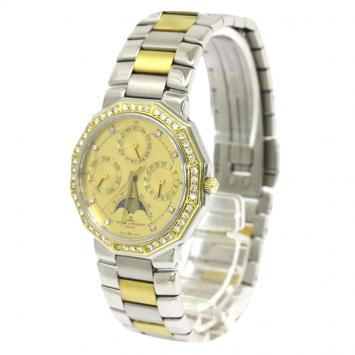 Pre Owned Baume & Mercier Gold 18K Yellow Gold and Stainless Steel Diamond Riviera Men's Wristwatch 34MM