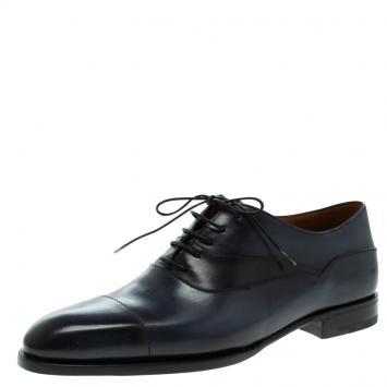 Pre Owned Berluti Two Tone Leather Lace Up Oxfords Size 42