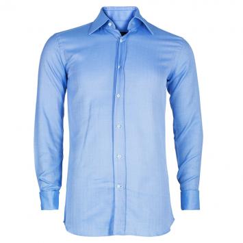 Pre Owned Boss by Hugo Boss Men's Blue Chevron Print Shirt S