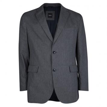 Pre Owned Boss By Hugo Boss Grey Plaid Regular Fit Blazer S