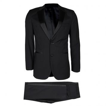 Pre Owned Boss by Hugo Boss Super 100 Black Wool Slim Fit Tuxedo Suit S