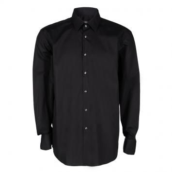 Pre Owned Boss By Hugo Boss Black Cotton Regular Fit Long Sleeve Button Front Shirt 4XL