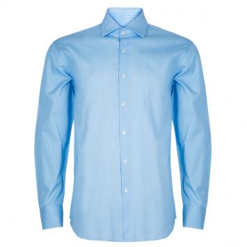Pre Owned Boss by Hugo Boss Men's Light Blue Striped Shirt XL