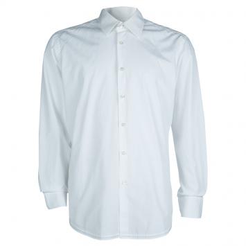 Pre Owned Boss by Hugo Boss White Long Sleeve Buttondown Cotton Shirt L