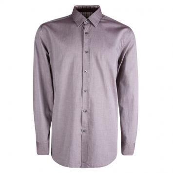 Pre Owned Boss By Hugo Boss Purple Two Tone Regular Fit Cotton Shirt 2XL