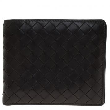 Pre Owned Bottega Veneta Brown Intrecciato Leather Bi-Fold Wallet