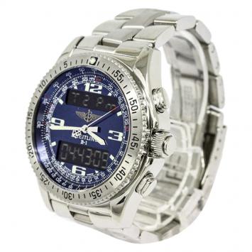 Pre Owned Breitling Blue Stainless Steel B-1 Men's Wristwatch 42MM 