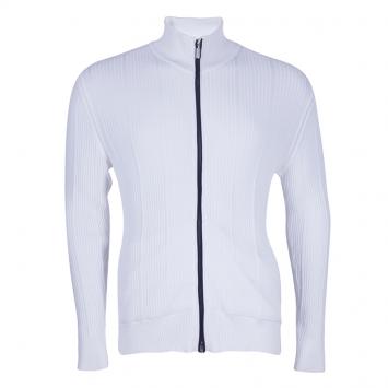 Pre Owned Brioni Men's White Rib Knit Cardigan M